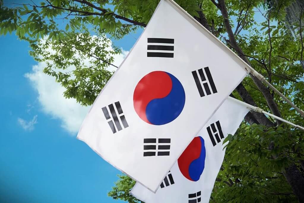 Two South Korean flags together 