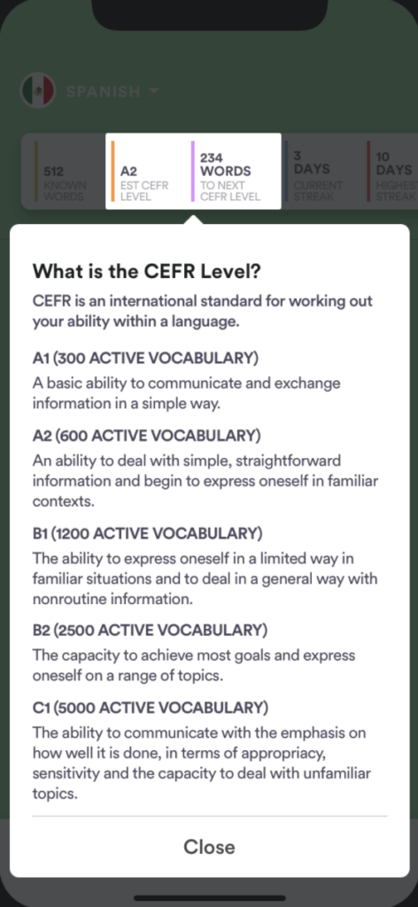 CEFR Progress Levels - New Features
