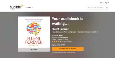 Screenshot of the Fluent Forever audiobook